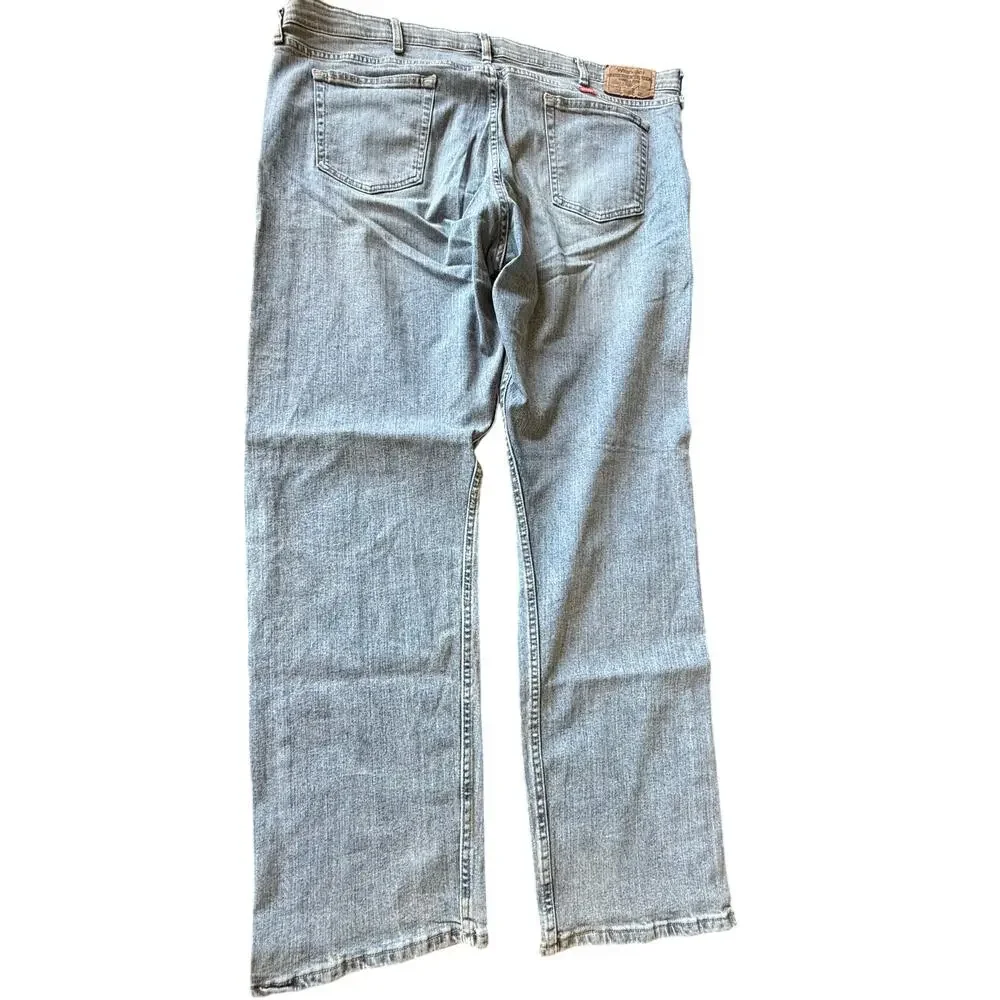 Wrangler Mens Relaxed Fit Comfort Flex Waist Jeans 42X32 Blue Denim Straight Leg